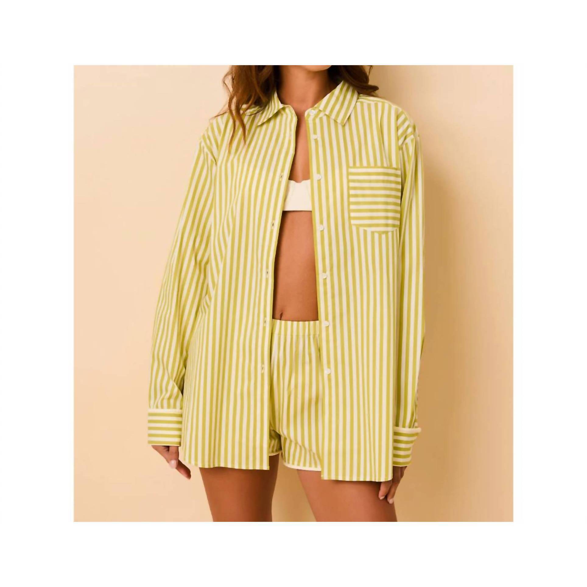 New Solid & Striped Avril Button Down Shirt In Guava / Brule Stripe
